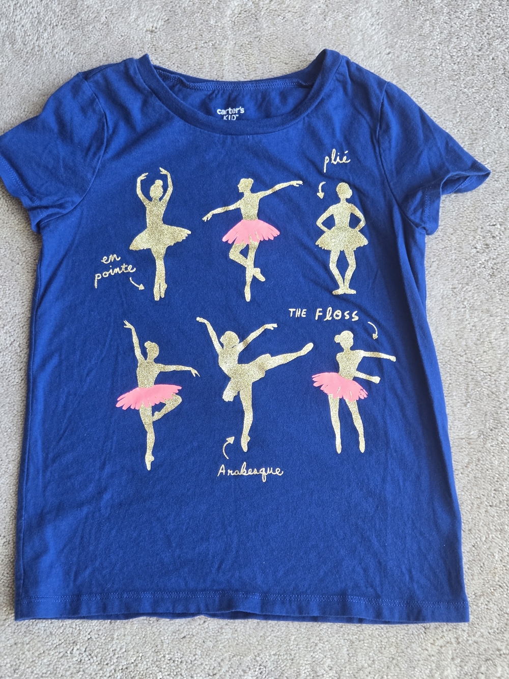 Carter's Royal Blue Tee with Pink Tutu & Gold Ballerina Graphics